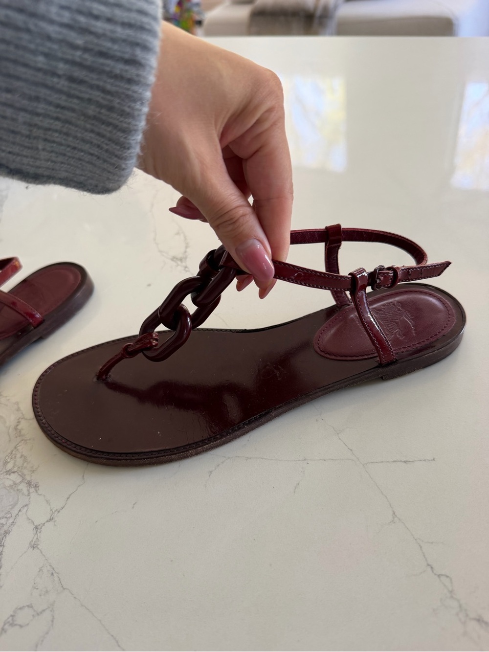 Burberry Chain Link Thong Sandals